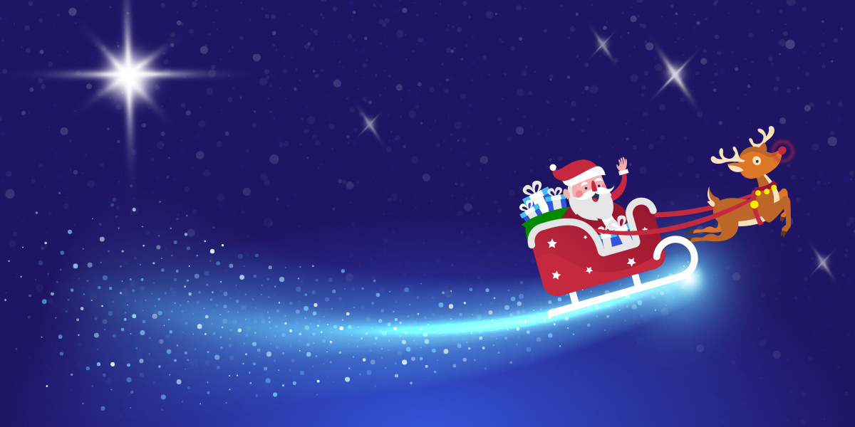 Santa Claus and his reindeer